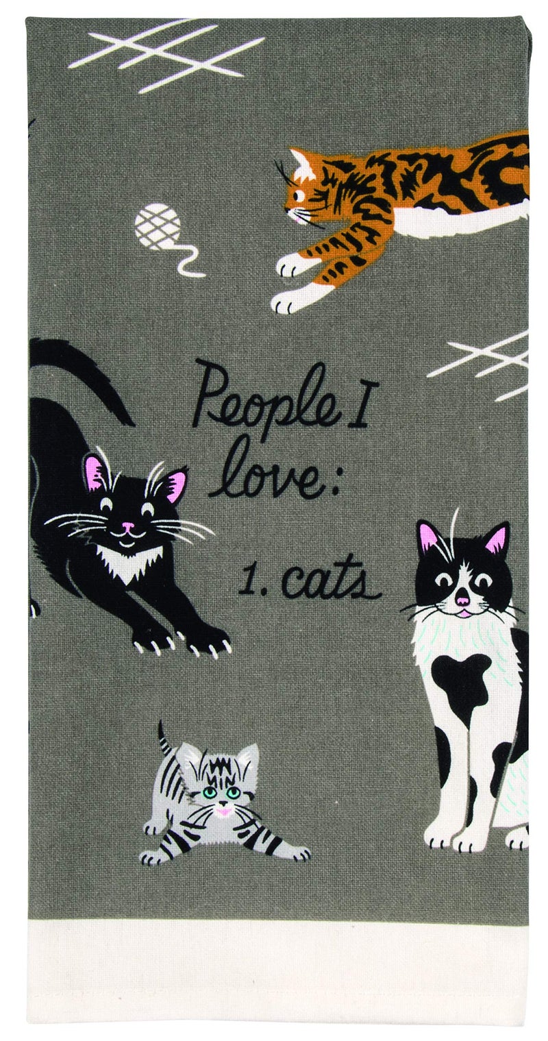 Blue Q People I Love: Cats. Dish Towel - Funny Kitchen Towels, 100% Cotton, Durable, Soft & Super Absorbent, Machine Washable, Screen-Printed, Vibrant Colors, Functional Gift Ideas, Size 28" x 21" - Image 1